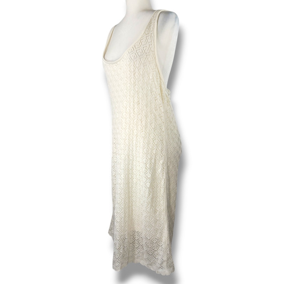 Steve Madden NYC Crochet Lined Midi Dress Crisscross Back Sleeveless XXXL Cloud - Picture 1 of 9
